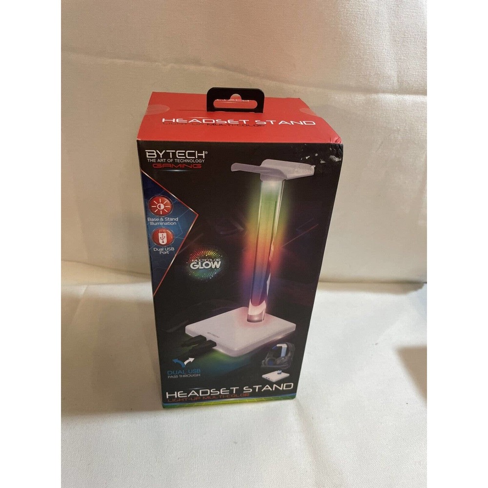 By tech Black Light-Up Headset Stand With 2 USB Ports